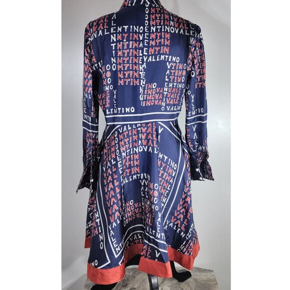 VALENTINO Mock-neck Long-sleeve Puzzle-print Midi Dress Womens Size 12 $5030 - Picture 4 of 9